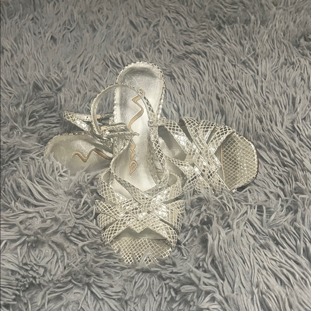 Nina Silver Metallic Strappy Heels